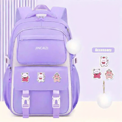 Children Primary Waterproof School Bag (Purple)