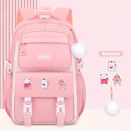 Children Primary Waterproof School Bag (Pink)