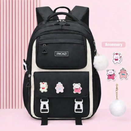 Children Primary Waterproof School Bag (Black)