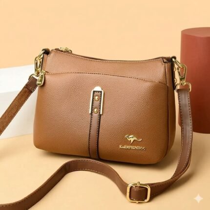 Pu Leather Women's Bag Simple Contrast Color Middle-aged Mother's Shoulder Bag & Crossbody Bag (Cream)