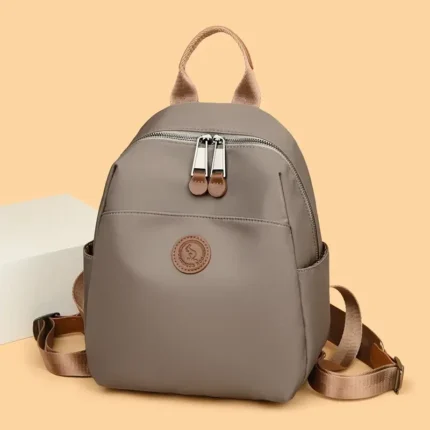 New Ladies Backpacks Designer High Quality Soft Nylon Simple Fashion Bag (Gray)