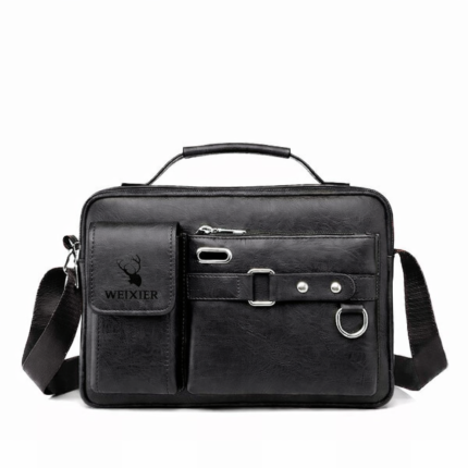 Men's PU leather shoulder bag size 9/13 Inch (Black)