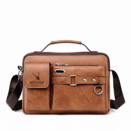 Men's PU leather shoulder bag size 9/13 Inch (Brown)