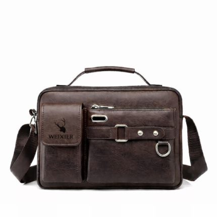 Men's PU leather shoulder bag size 9/13 Inch (Coffee)