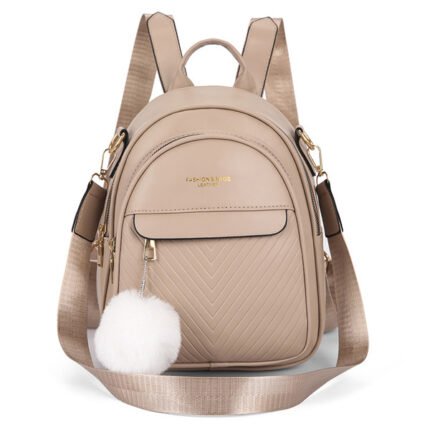 (Khaki) Backpack for Women, Korean Version 2026, Small Backpack for Women, Soft PU Leather