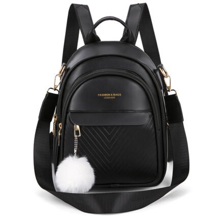 (Black) Backpack for Women, Korean Version 2026, Small Backpack for Women, Soft PU Leather